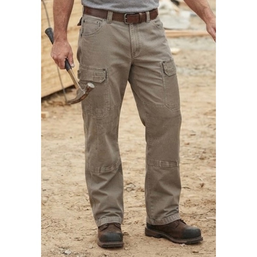 Duluth Trading Co Flex Fire Hose Relaxed Cargo Work Pants Khaki Tan 40x32